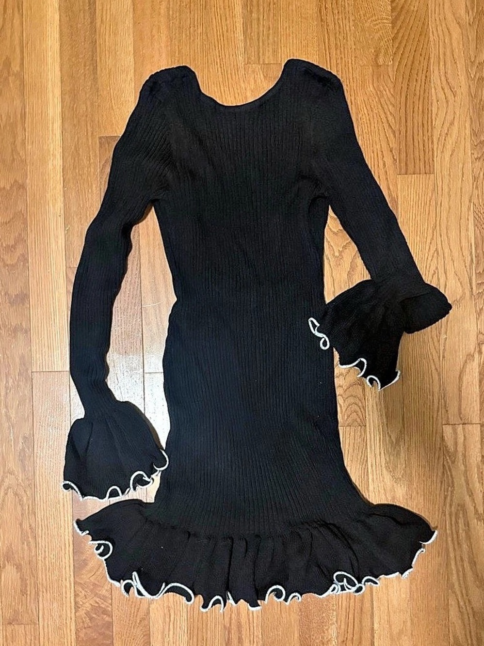 Lulus DARK Black Ribbed Mini Dress Open Back Size Large Like New